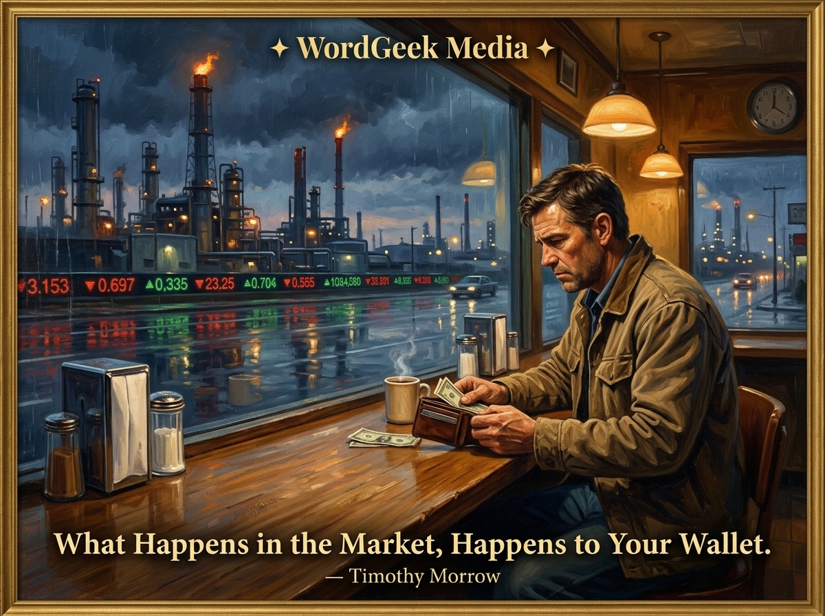 Original WordGeek Media artwork: What Happens in the Market, Happens to Your Wallet by Timothy Morrow.